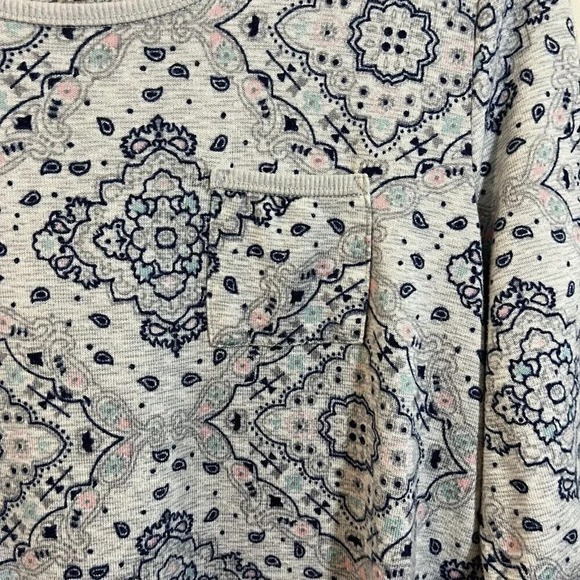 Croft & Barrow Nightgown Size XL Front Pocket Kaleidoscope Pattern 3/4 Sleeve - Picture 6 of 7